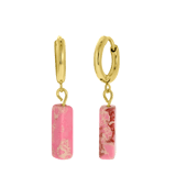 Ohrringe, Edelstahl, vergoldet (585 Gold), Opal in Pink
