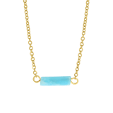 Halskette, Edelstahl, vergoldet (585 Gold), Aquamarin