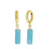 Stainless steel goldplated oorringen voor met hanger met aquamarijn dames