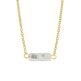 Halskette, Edelstahl, vergoldet (585 Gold), Howlith in Weiß