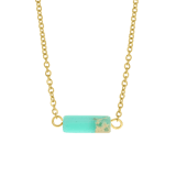 Stainless steel goldplated ketting met hanger turquoise voor dames