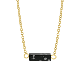 Halskette, Edelstahl, vergoldet (585 Gold), Jaspis in Schwarz