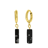 Ohrringe, Edelstahl, vergoldet (585 Gold), Jaspis in Schwarz