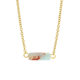 Stainless steel goldplated ketting met hanger met licht turquoise voor dames
