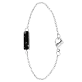 Armband, Edelstahl, Jaspis in Schwarz