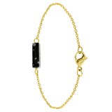 Armband, Edelstahl, vergoldet (585 Gold), Jaspis in Schwarz