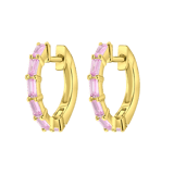 Zilveren goldplated oorringen met geboortesteen voor dames