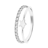 Kinderring, 925 Silber, doppelt, mit Stern und Zirkonia