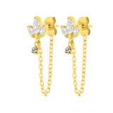 Stainless steel goldplated oorknoppen met zirkonia voor dames