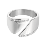 Gerecycled stainless steel ring met kristallen