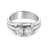 Gerecycled stainless steel ring met zirkonia stenen