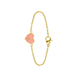 Stainless steel goldplated fantasiearmband met hanger hart met zirkonia voor dames