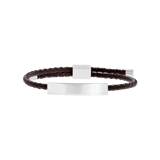 Plattenarmband für Herren, Edelstahl matt, braun