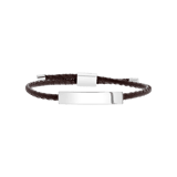 Gerecycled stainless steel heren plaatarmband bruin