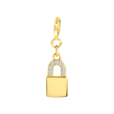 Zilveren goldplated oorbellen met hanger met zirkonia voor dames
