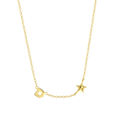 Zilveren goldplated ketting met letterhanger en ster voor dames
