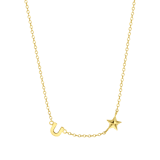 Zilveren goldplated ketting met letterhanger en ster voor dames