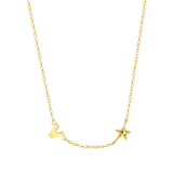 Zilveren goldplated ketting met letterhanger en ster voor dames