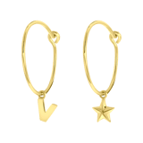 Zilveren goldplated kinderoorringen met letterhanger en ster