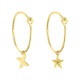 Zilveren goldplated kinderoorringen met letterhanger en ster