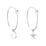 Ohrringe, 925 Silber, vergoldet, Buchstabe/Stardust