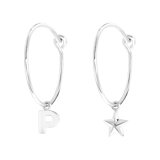 Ohrringe, 925 Silber, vergoldet, Buchstabe/Stardust