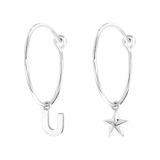 Zilveren oorbellen letter/stardust