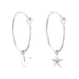 Ohrringe, 925 Silber, vergoldet, Buchstabe/Stardust
