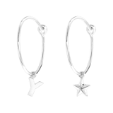 Ohrringe, 925 Silber, vergoldet, Buchstabe/Stardust