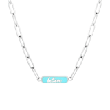 Stainless steel ketting believe emaille mint voor dames