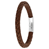 Herrenarmband, Edelstahl, Leder, dunkelbraun, 7 mm