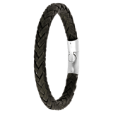 Herrenarmband, Edelstahl, Leder, dunkelgrau, 7 mm