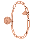 Guess stainless steel roséplated schakelarmband met hanger met kristal voor dames