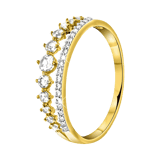 18 Karaat geelgouden ring 2rij met zirkonia
