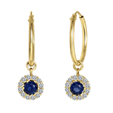 14K geelgouden oorbellen blauw/wit zirkonia