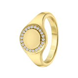 Ring, recyceltes Silber, vergoldet, Scheibe, Zirkonia