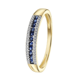 Ring, 750 Gelbgold, Saphir, Diamant 0,06 ct