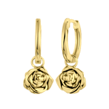 Zilveren goldplated oorringen met hanger geboortebloem voor dames