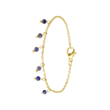 Armband, Edelstahl, vergoldet, Schmuckstein mit blauen Einschlüssen