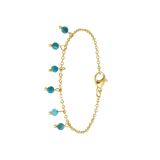 Stainless steel goldplated fantasiearmband met hanger blauwe apatiet voor dames