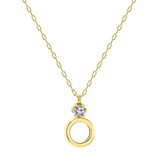 Halskette, 585 Gold, mit Anhänger, rund, Zirkonia
