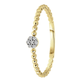 14K geelgouden ring 7 diamanten 0,025ct bolletjes.