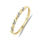 14 karaat geelgouden ring met 12 diamanten 0,015ct slag.