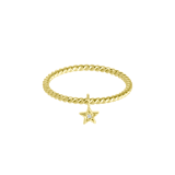 Ring, 925 Silber, vergoldet, Anhänger mit Stern, Zirkonia