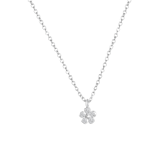 Halskette, 925 Silber, mit Anhänger, Blume, Zirkonia