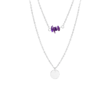 LuLu Jewels stainless steel ketting met muntje en amethyst voor dames
