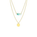 Stainless steel goldplated ketting met munt met aventurijn voor dames