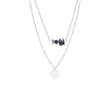LuLu Jewels stainless steel ketting met muntje en lapis lazuli voor dames