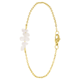 Stainless steel goldplated fantasiearmband met rozenkwarts voor dames