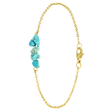 Stainless steel goldplated fantasiearmband met hanger met turquoise voor dames